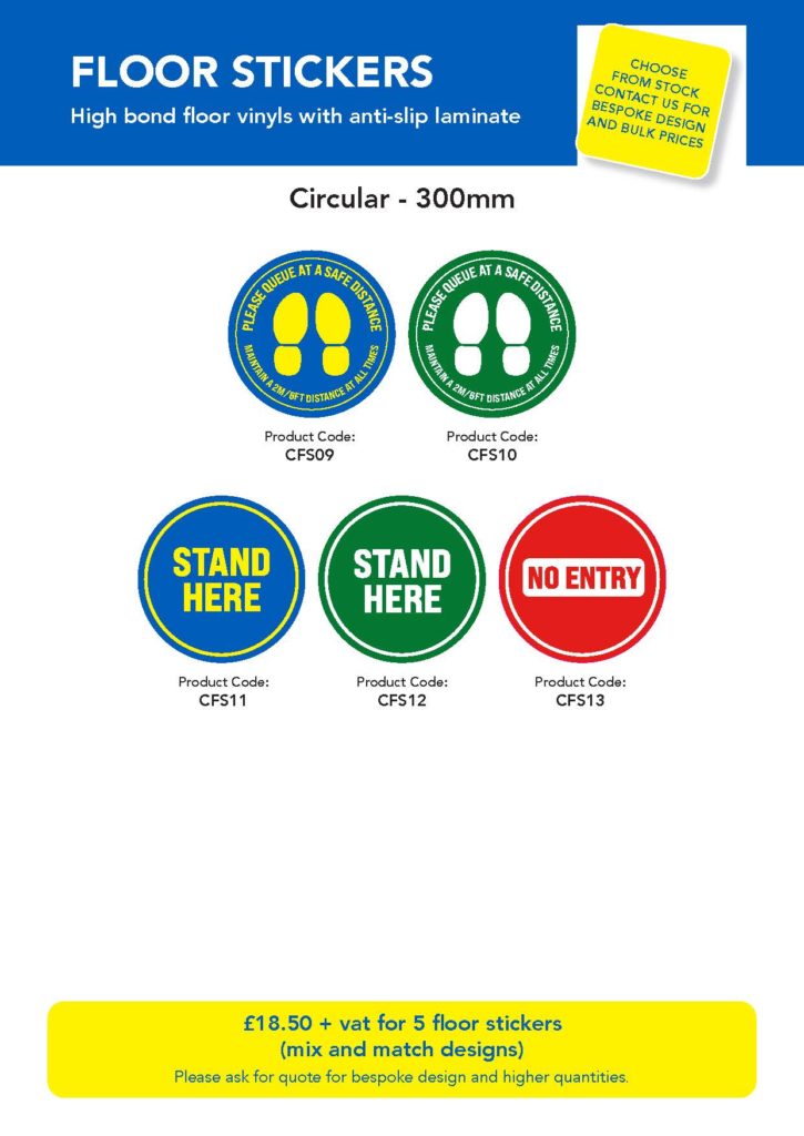 selection of floor stickers for social distancing