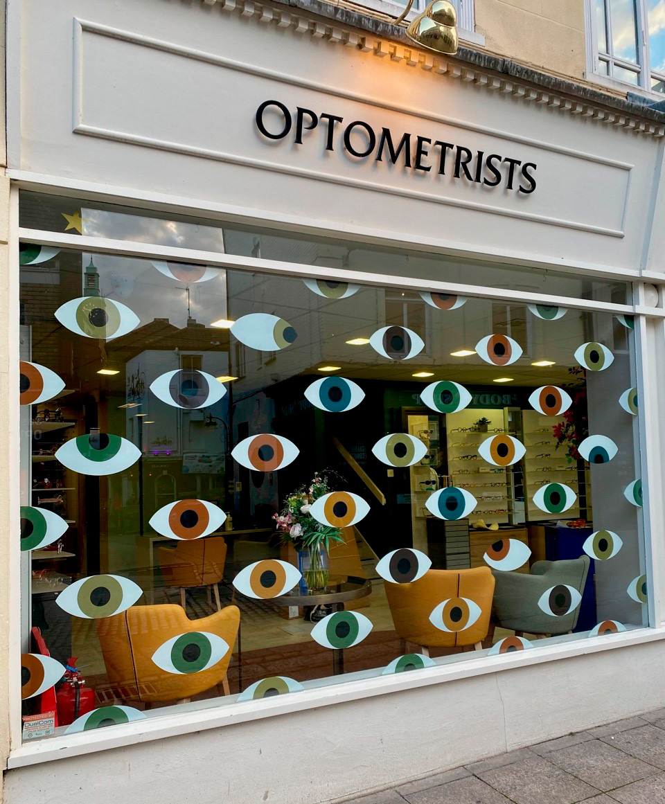 Shop front window of Dipple Conway showing newly installed window decals